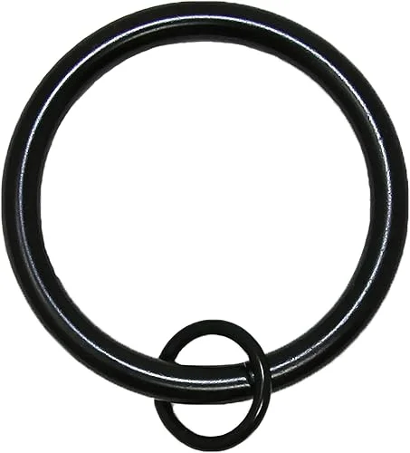 Urbanest Solid Metal Window Drapery Curtain Panel Ring with Eyelet, 1.5′ Inner Diameter, Fits Up to 1.25′ Rod, Set of 14 – Black