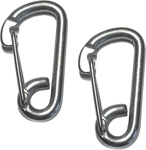 US STAINLESS 2 Pieces Stainless Steel 316 Spring Hook Carabiner 3/8′ (10mm) Marine Grade Safety Clip