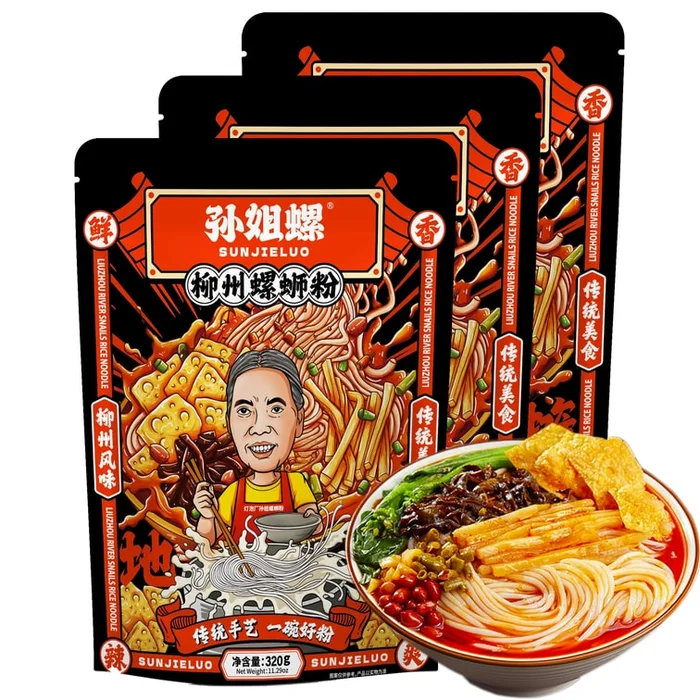 US Warehouse International Edition Luosifen Liuzhou Luosifen New Formula Sour & Spicy Delicious 3-Pack