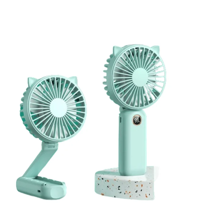 Usb Handheld Fan Mini Portable Fan Digital Display Folding Fan Teenage Pink 1pc