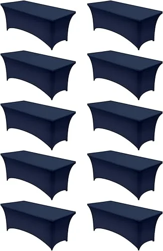 Utopia Kitchen Spandex Tablecloth 2 Pack [6FT, Black] Tight, Fitted, Washable and Wrinkle Resistant Stretch Rectangular Patio Table Cover for Event, Wedding, Banquet & Parties [72Lx30Wx30H Inch]