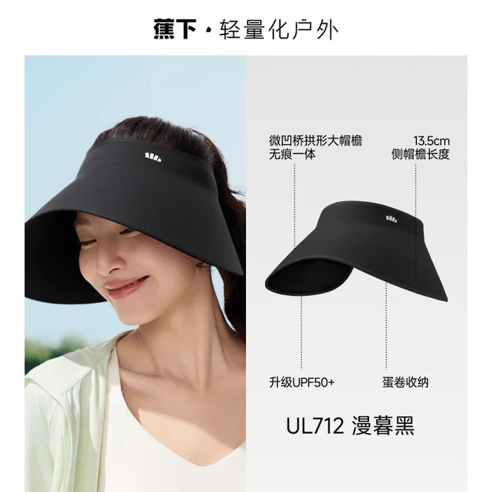 UV Protection Hat – Wide Brim Bucket Hat with Full Face Coverage Dusk Black – UPF50+ Foldable Sun Hat 1pack