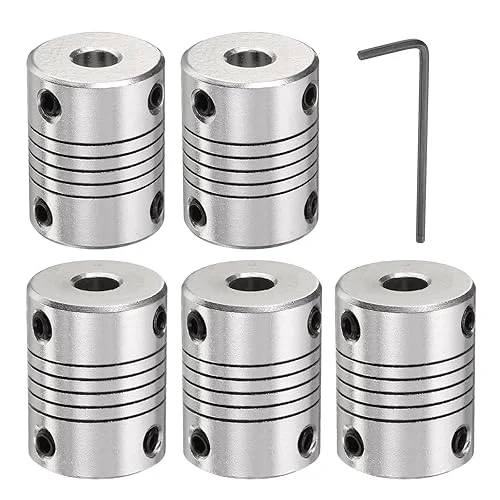 uxcell 5 Pcs Aluminum Alloy Shaft Coupling 6mm to 6.35mm, Flexible Coupling Motor Connector Joint, Stepper Motor Coupler for CNC Machine & 3D Printer (L25xD19)