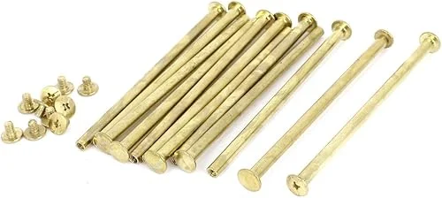 uxcell Albums Scrapbook 5x100mm Brass Plated Binding Chicago Screw Post 12pcs