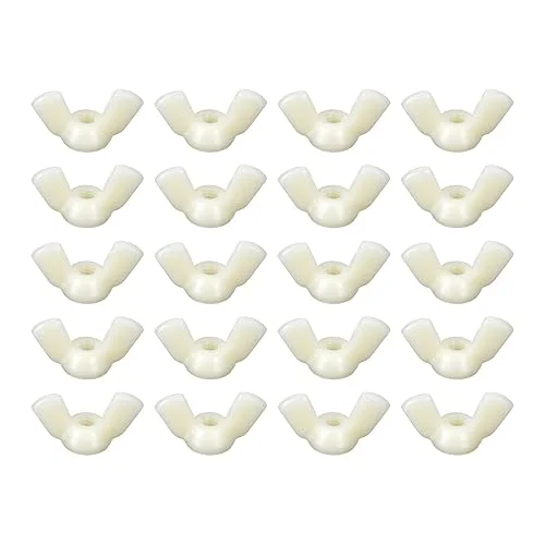 uxcell M8x1.25 Wing Nut 30 Pcs, Nylon Butterfly Wing Nuts Fasteners Parts Hand Twist Tighten Wing Nuts for Machinery Electronic Equipment DIY, White