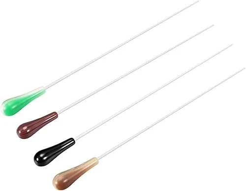 uxcell Music Conductor Baton 39cm/15.35inch Length Brown Red Black Green Resin Handle Music Conducting Baton 4pcs