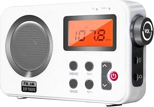UXELY Radio – Shower Radio Speaker, AM/FM Radio with LCD Display, Portable Stereo Radio with Earphone Port for Home, Beach, Hot Tub, Bathroom