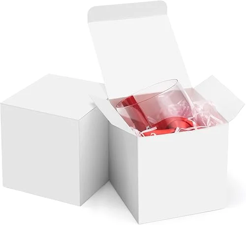 ValBox 4x4x4 White Gift Boxes 50PCS Kraft Paper Boxes with Lids for Gifts, Crafting, Cube, Cupcake Boxes, Easy Assemble Boxes for Party Favor