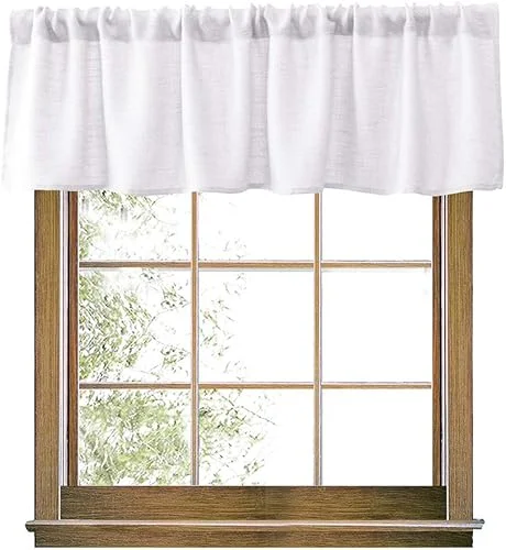 Valea Home Burlap Natural Valance Rod Pocket Window Curtain Valance Rustic Home Décor 56 by 14 Inches, White