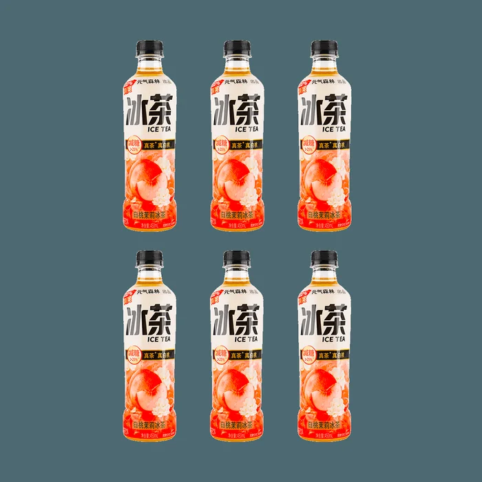 【Value Pack】Genki FOREST White Peach Jasmine Iced Tea,[Sugar reduction >25%],15.2 oz*6
