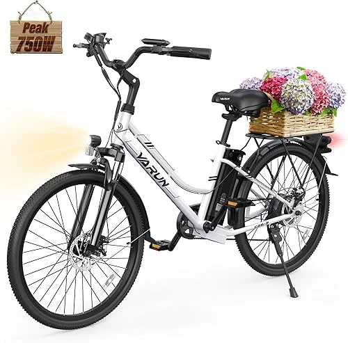VARUN Electric Bike for Adults – 500W Electric Bicycle Up to 40 Miles, Removable Battery, 7-Speed, and Shock Absorber, Stylish 26′ Ebike Suitable for Commuting
