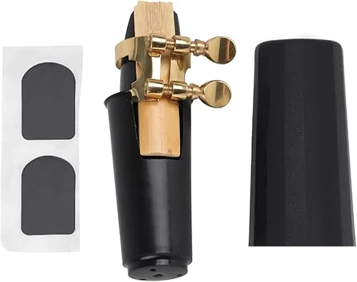 VBESTLIFE Soprano Saxophone Mouthpiece Set, ABS Sax Mouthpiece Set with Cap Metal Buckle Pads Sax Accessory