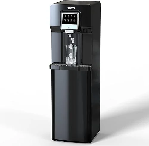 VECYS Bottom Loading Water Cooler with Ice Maker, Cold Water Supply with 18LBS Daily Ice Making, Compatible with 3 or 5 Gallon Bottles, Ideal for Home and Office (No Hot Water)
