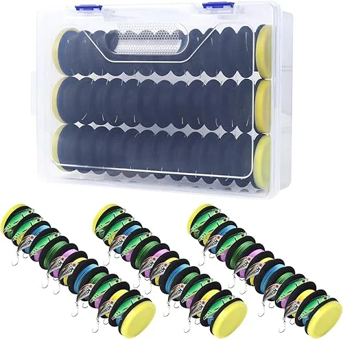 Vefungyan Fishing Line Storage Holders Organizer: 3pcs Fishing Line Spooler Winder, Fishing Line Hook and Leader Keeper with Rigging Spools