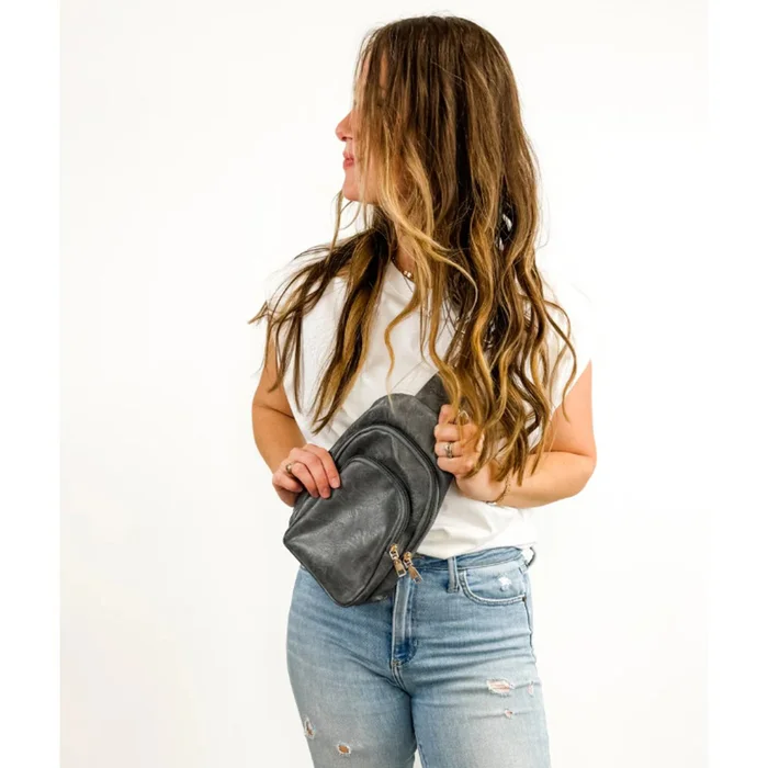 Vegan Leather Crossbody Sling Bag with Credit Card Slots