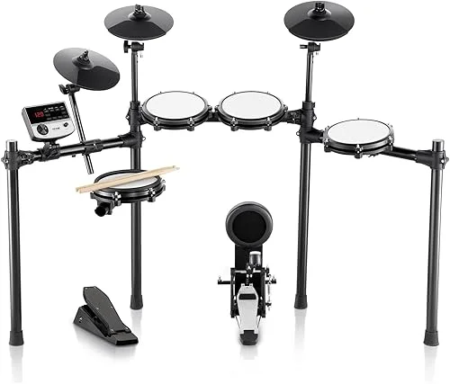 VEVOR Electric Drum Set, 32 Drum Kits & 480 Sounds Electronic Drum Kit, USB MIDI Supported 8 in Quiet Mesh Snare Electric Drum Set with 10 in Cymbals Drum Sticks & Pedals, for Beginners & Adults