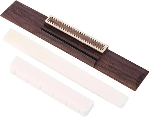 VGEBY 3Pcs Guitar Bridge Saddle, Bone Guitar Saddle and Nut Tone Rosewood Bridge Replacement Instrument Accessories for String Classical Guitar Classical Guitar Bridge Classical Guitar Bridge
