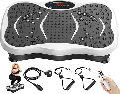 Vibration Plate Exercise Machine for Lymphatic Drainage, Vibration Plate with Bluetooth and LED Display for Women Men 120 Speed Levels Vibrating Equipment for Weight Loss Workout Equipment for Home
