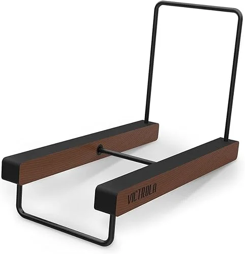 Victrola 'The Stand' – Table Top Vinyl Records and Album Holder & Organizer, Espresso Wood Finish with Smart Black Metal Accents, Elegant and Stylist Looks, Holds Over 25 Albums