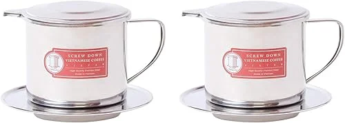 Vietnamese Coffee Filter Maker Press. Screw Down Phin Made in Vietnam. Authentic (2, Medium (8 oz)).