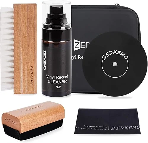 Vinyl Record Cleaning Kit: Complete 6-in-1 Record Cleaning Kit, Velvet Brush, Vinyl Record Brush Anti Static, Lps Cleaner, Record Cleaning Cloth, Label Protector, Storage Case – Revitalize Your Vinyl