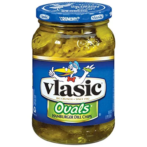 Vlasic Ovals Hamburger Dill Pickle Chips, Keto Friendly, 16 fl oz Jar