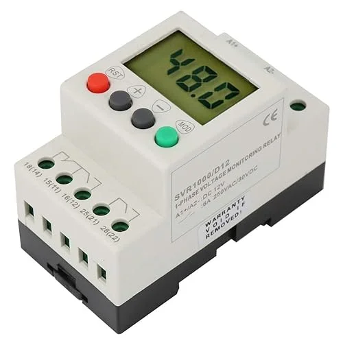Voltage Protector Relay, Under Voltage Current Protector SVR1000 Universal ACDC Voltage for Industrial Control Systems (D12)
