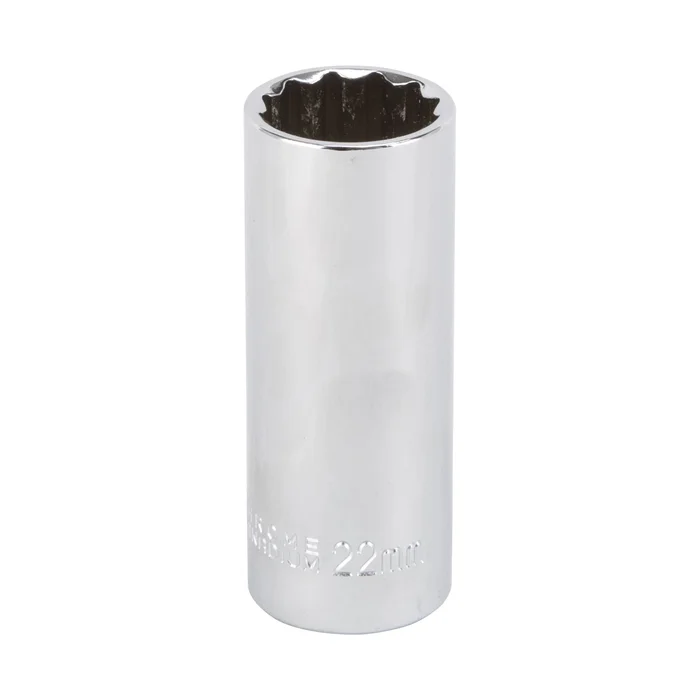 Vulcan MT6528983 Drive Socket, 22 mm Socket, 1/2 in Drive, 12-Point, Chrome Vanadium Steel, Chrome