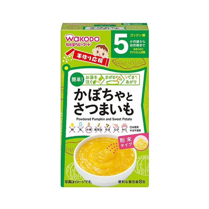 WAKODO 5 months+ baby weaning complementary food Pumpkin Sweet Potato Rice Noodles 2.3g*8 packs