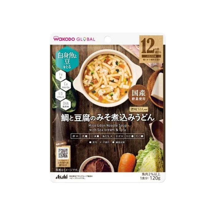 WAKODO Miso Udon Noodle Soup with Sea Bream & Tofu (For Infants 12 months+) 120g