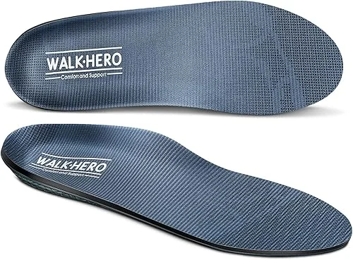Walkhero Plantar Fasciitis Pain Relief Insoles High Arch Support Orthotic Shoes Inserts, Relieve Flat Feet and Foot Fatigue (Mens 6-6 1/2 | Womens 8-8 1/2, Gray)