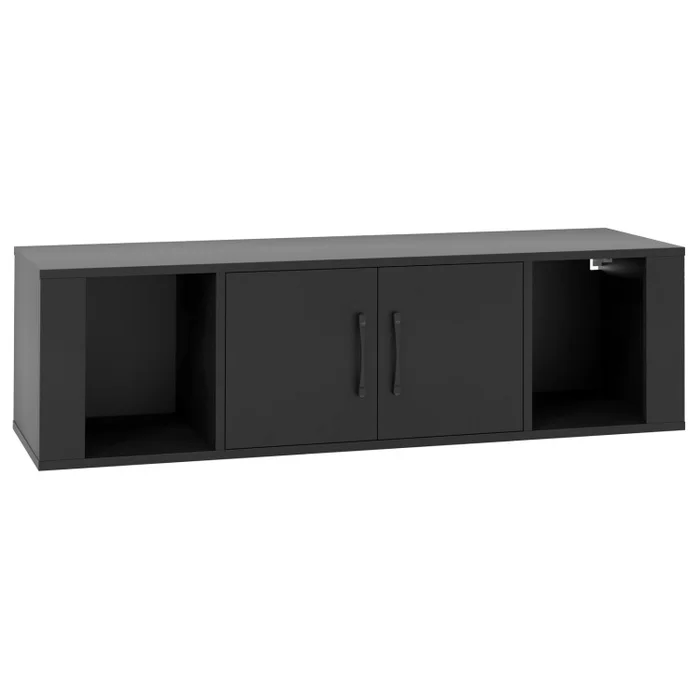 Wall Mounted Floating 2 Door Desk Hutch Storage Shelves for Kitchen and Living
