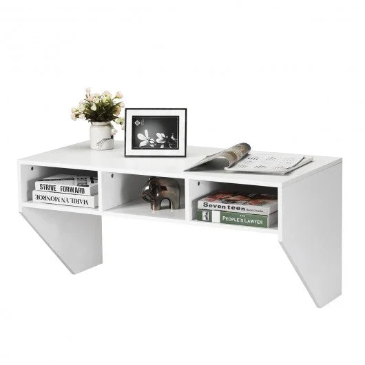 Wall Mounted Floating Computer Table Desk Storage Shelf-White