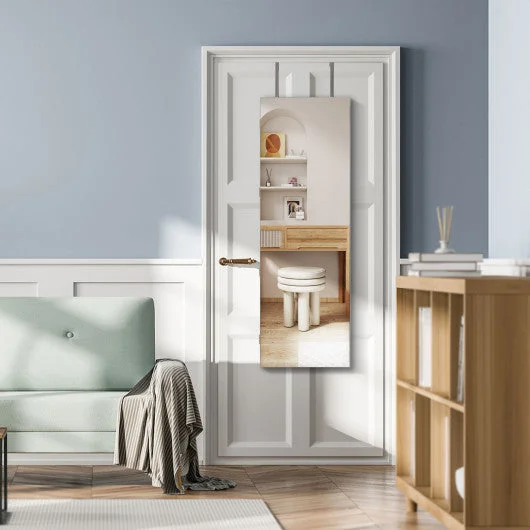 Wall Mounted Jewelry Cabinet with 3-Color Lights-White