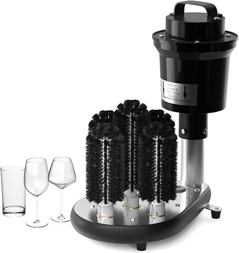 WantJoin Electric Commercial Glass Washer,Winery Wine Glass Cleaning Machine,5 Cleaning Brush Washers Glass,Perfect for Bars and Cafes