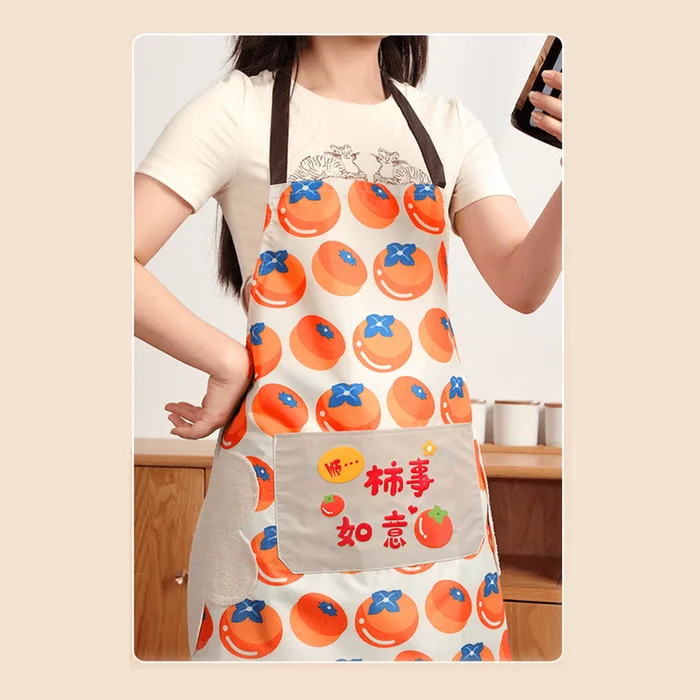 Waterproof Apron Persimmon with Good Luck Design