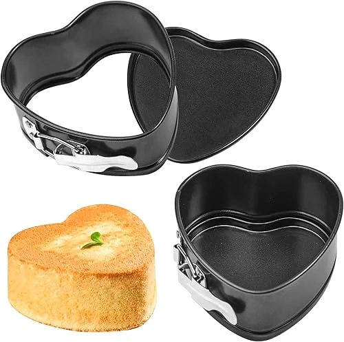 Webake Springform Pan 4 inch Heart Shape Mini Cheesecake Pan Set of 2, Cake Pan Heart Baking Molds, Instapot Air Fryer