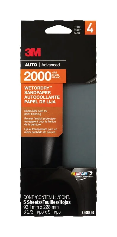 Wetordry 03003 Automotive Sandpaper, 2000 Grit