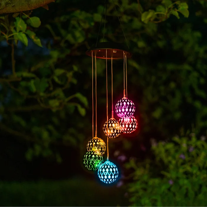 Whimsical Color-Changing Solar LED Ornament Hanging Wind Spinner (1- or 2-Pack)