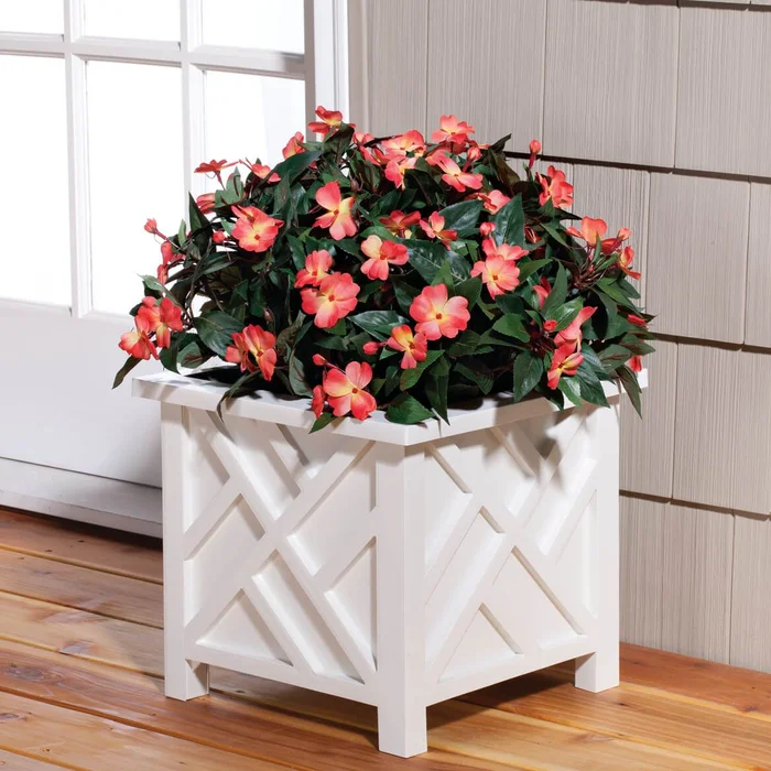 White Chippendale Planter
