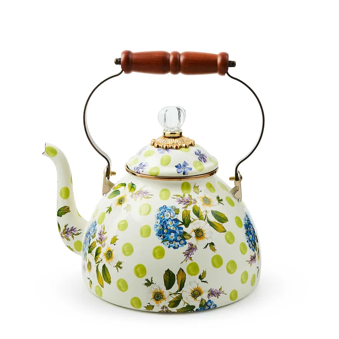 wildflowers green 3 quart tea kettle