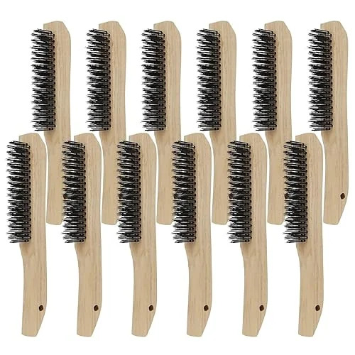 Wire Brushes Pack of 12. for Cleaning Welding Slag, Rust and Dust. 10′ Heavy Duty Carbon Steel Shoe Handle Wire Scratch Brush