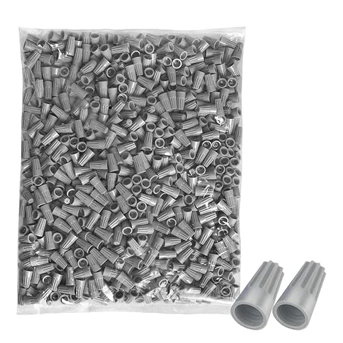 Wire Conectors Nuts,Wire Twist 1000 PCS Grey Electrical Screw Springs Caps Terminals Stainless Assortment Set Wire Connectors AWG 22-12