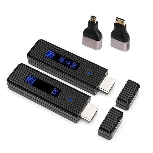 Wireless HDMI Transmitter and Receiver/Extender 150ft, Plug and Play, 5.8G1080P, Transmit PC/Laptop/TV-Box Video to TV/Monitor/Projector for Home, Office, Outdoor Without WiFi/App/Bluetooth