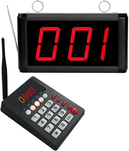 Wireless Queue Calling System Take a Number System with Voice Calling Waiting Number System Number Calling System for Restaurant Hospital Bank Waiting Line Management (1keypad +1display)