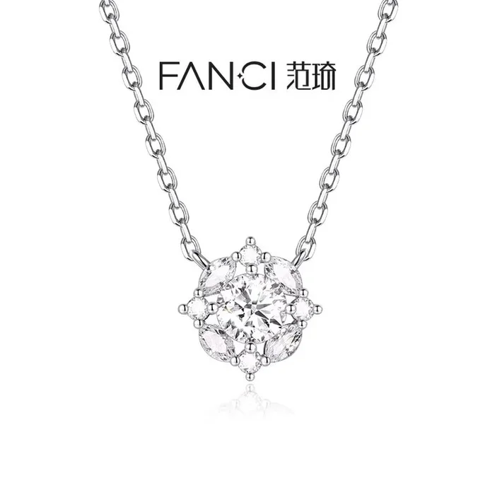 Wishing Fountain Necklace Women's Silver Premium Gift for Girlfriend Square Candy Model 1pc