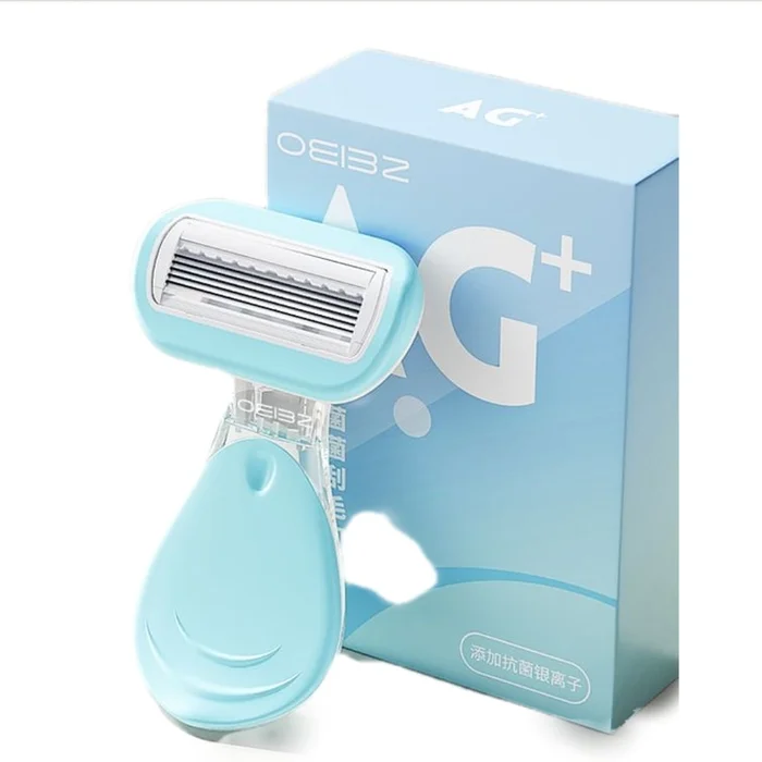 Women's shaving knife portable antibacterial armpit leg hair artifact blue handle*1 blade head*2