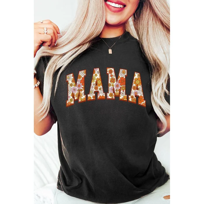 Women's Sunny Flower 'MAMA' Graphic Short Sleeve T-Shirt
