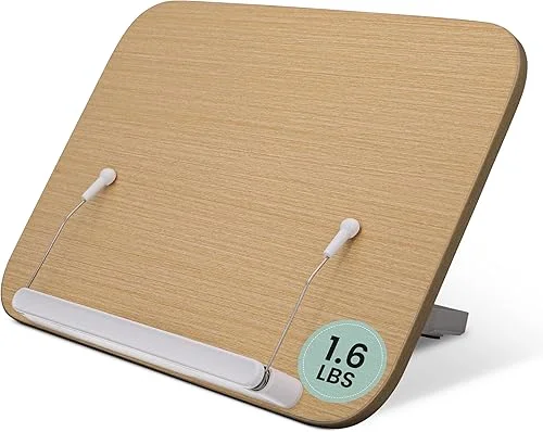 Wood Book Stand – Book Holder for Reading Hands Free, Foldable, Adjustable Book Display Stand, Cookbook Stand Portable, Lightweight Page Holder for Book Lovers, Cooks, Students 13.4’x9.4′