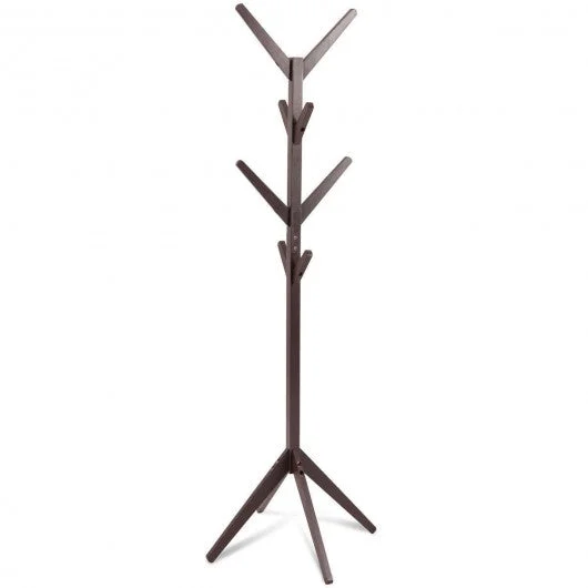 Wood Coat Rack Clothes Holder Hall Stand